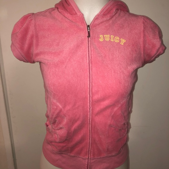 Juicy Couture Tops - Juicy Pink Short Sleeve Zip Up Hoodie M